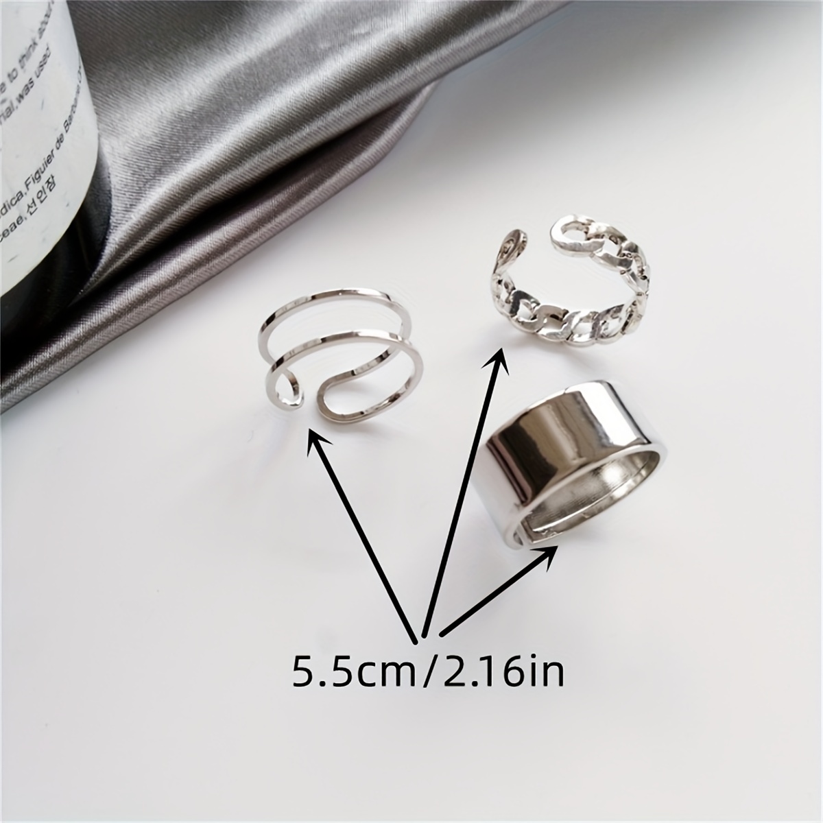 Hip hop Open Adjustable Ring Three Pieces Finger Ring